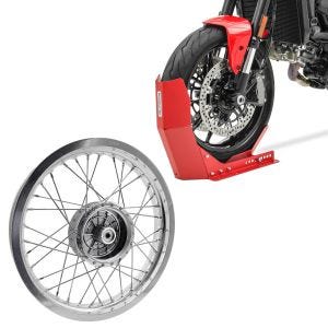 Sett: Felg 2,15x16 bred egnet for Simson S51 S50 S70 Schwalbe KR51 AF25 + transportstativ Easy-Fix motorsykkelrocker opp til 21 tommer rød
