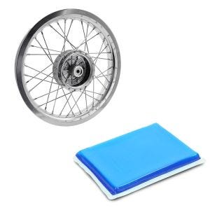 Sett: Felg 2,15x16 bred passer til Simson S51 S50 S70 Schwalbe KR51 AF25 + gelpute innebygd pute XL egnet for motorsykkelsete 25x20x1,5 cm