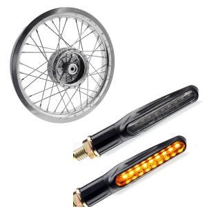 Sett: felg 2,15x16 bred passer til Simson S51 S50 S70 Schwalbe KR51 AF25 + kjørelysblinklys KP6 LED-blinklys med E-merke 2 stk.