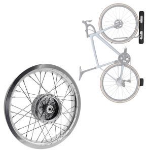 Sett: Felg 2,15x16 bred egnet for Simson S51 S50 S70 Schwalbe KR51 AF25 + svingbart sykkelveggfeste ME84 svart