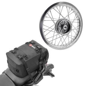 Sett: felg 2,15x16 bred passer til Simson S51 S50 S70 Schwalbe KR51 AF25 + halebag KH2 ryggsekk 20 L svart