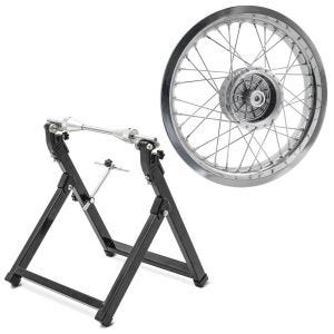 Sett: Felg 2,5x16 bred egnet for Simson S51 S50 S70 Schwalbe KR51 AF26 + balanseringsstativ WU-2 balanseringsenhet svart