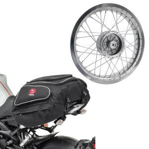 Sett: felg 2,5x16 bred passer til Simson S51 S50 S70 Schwalbe KR51 AF26 + bakbag X50 bagasjebag bag 50 liter i sort