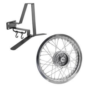 Sett: felg 2,5x16 bred passer for Simson S51 S50 S70 Schwalbe KR51 AF26 + klesstativ XGP WH2 veggfeste hjelmholder svart