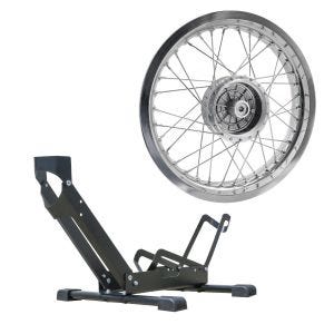 Sett: felg 2,5x16 bred passer til Simson S51 S50 S70 Schwalbe KR51 AF26 + frittstående sykkelstativ TS1 sykkelholder 26 til 29" dekk svart