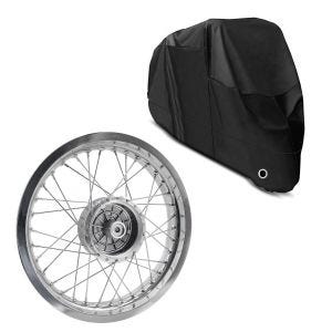 Sett: felg 2,5x16 bred passer til Simson S51 S50 S70 Schwalbe KR51 AF26 + presenning XL trekk i sort