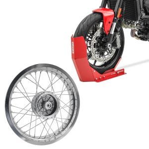 Sett: Felg 2,5x16 bred egnet for Simson S51 S50 S70 Schwalbe KR51 AF26 + transportstativ Easy-Fix motorsykkelrocker opp til 21 tommer rød