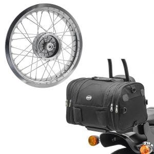 Sett: felg 2,5x16 bred passer til Simson S51 S50 S70 Schwalbe KR51 AF26 + halebag RB1 bagasjerull 24-30L svart