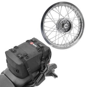 Sett: felg 2,5x16 bred passer til Simson S51 S50 S70 Schwalbe KR51 AF26 + halebag KH2 ryggsekk 20 L svart