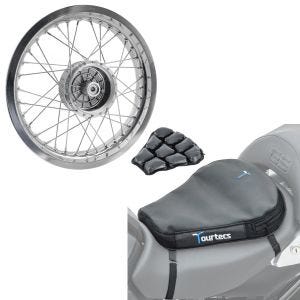 Sett: Felg 2,5x16 bred passer til Simson S51 S50 S70 Schwalbe KR51 AF26 + luftpute Air Deluxe M komfortsetepute i svart
