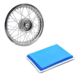 Sett: Felg 2,5x16 bred egnet for Simson S51 S50 S70 Schwalbe KR51 AF26 + gelpute egnet for motorsykkelsete, kan skjæres til, 20 x 15 x 1,5 cm