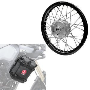 Sett: eiker felg aluminium 1,6x16 egnet for Simson S51 S50 S70 Schwalbe KR51 AF28 svart + crash bar bag K3 6L