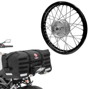 Sett: eiker felg aluminium 1,6x16 passer til Simson S51 S50 S70 Schwalbe KR51 AF28 svart + halebag SX70 70Ltr i svart