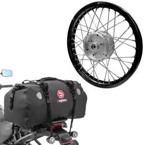 Sett: eiker hjulfelg aluminium 1,6x16 passer til Simson S51 S50 S70 Schwalbe KR51 AF28 svart + bakbag Drybag XF80 volum 80l