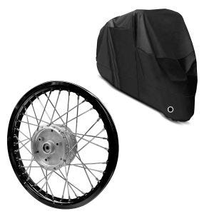 Sett: eiker felg aluminium 1,6x16 passer til Simson S51 S50 S70 Schwalbe KR51 AF28 svart + presenning XL deksel i svart