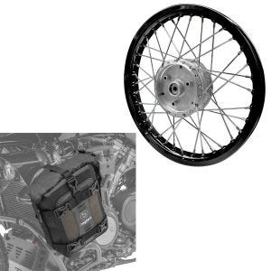 Sett: eiker felg aluminium 1,6x16 egnet for Simson S51 S50 S70 Schwalbe KR51 AF28 svart + crash bar bag S3 passer for crash bar 6L