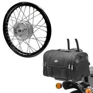 Sett: eiker hjulfelg aluminium 1,6x16 passer til Simson S51 S50 S70 Schwalbe KR51 AF28 svart + halebag RB1 bagasjerull 24-30Ltr svart
