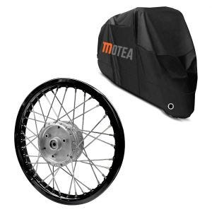 Sett: eiker felg aluminium 1,6x16 passer til Simson S51 S50 S70 Schwalbe KR51 AF28 svart + presenning BC1 XXL deksel i sort
