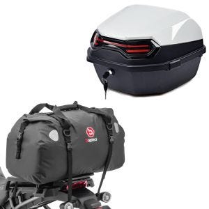Sett: Toppveske Bagtecs BT11 45 L bak hvit + bakbag Drybag XF60 volum 60l