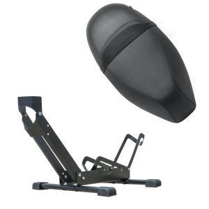 Sett: benk egnet for Piaggio Zip 50 100 125 Craftride SP4 benk komplett + frittstående sykkelstativ TS1 sykkelholder 26 til 29" dekk svart