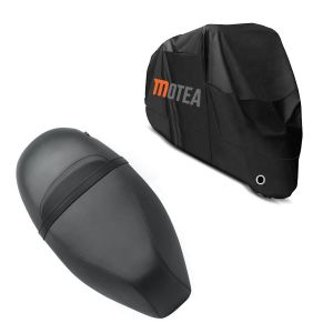 Sett: benk egnet for Piaggio Zip 50 100 125 Craftride SP4 benk komplett + presenning BC1 XXL trekk i svart