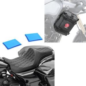 Sett: Gel-sete som passer til Harley Davidson Touring 08-24 Craftride FR6 svart + styrveske K3 6L