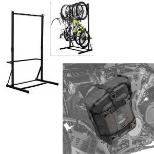 Set: Freestanding bike stand for 5 bikes StahlRI98 + crash bar bag S3 suitable for protective bar 6L