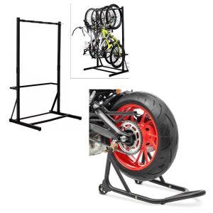 Set: Freestanding bike stand for 5 bikes StahlRI98 + Base rear wheel assembly stand black matt