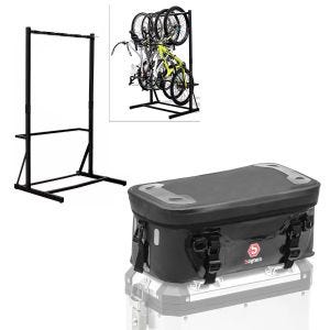 Set: Freestanding bike rack for 5 bikes StahlRI98 + additional bag suitable for aluminum case WP1