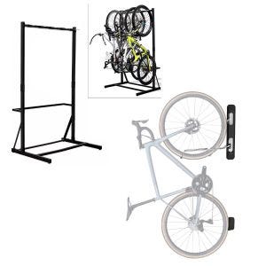 Set: Freestanding bike rack for 5 bikes StahlRI98 + bike wall mount swiveling ME84 black