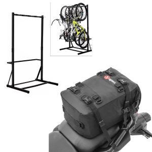 Set: Bicycle stand freestanding for 5 bikes StahlRI98 + rear bag KH2 backpack 20 L black