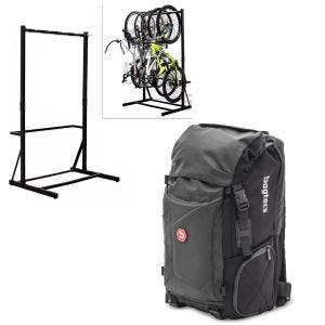 Set: Freestanding bike rack for 5 bikes StahlRI98 + backpack HX5
