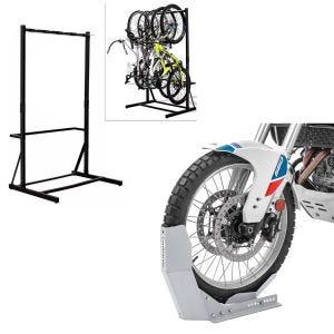 Set: Bicycle stand freestanding for 5 bicycles StahlRI98 + Transport stand motorcycle rocker Easy Fix galvanized