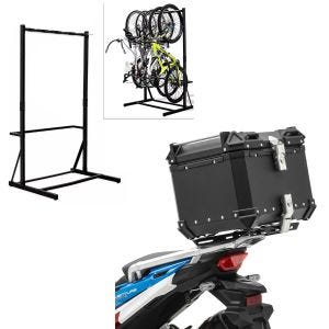 Set: Freestanding bike rack for 5 bikes StahlRI98 + Alu Topcase XB45 45 L black