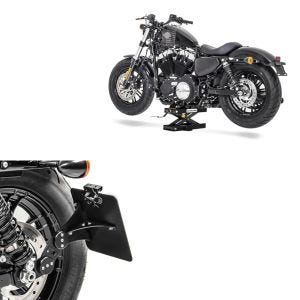 Set: Hebebühne Mini-Lift Scherenheber bis 500kg in schwarz + Seitlicher Kennzeichenhalter für Harley Sportster 04-20_1