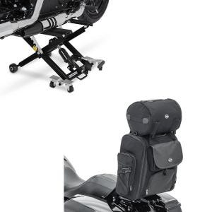 Set: Hebebühne Mid-Lift XL heber bis 500kg in schwarz + Sissybar Tasche SXL Hecktasche mit Gepäckrolle in schwarz_1