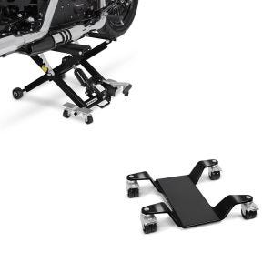 Sett: Midlift XL motorsykkelløft opp til 500 kg i sort + manøvreringshjelp for Easy Mover III hovedstativ opptil 400 kg i svart