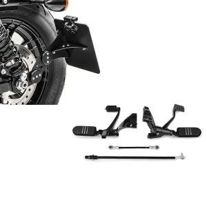 Set: Vorverlegte Fußrastenanlage für Harley Sportster 14-20 + Seitlicher Kennzeichenhalter für Harley Sportster 04-20_1