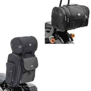 Sett: Sissybar bag SXL halebag med bagasjerull i sort + halebag RB1 bagasjerull 24-30L egnet for Chopper Cruiser