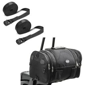 Set: Hecktasche RB1 Gepäckrolle für Chopper Cruiser + Spanngurt Set Zurrgurte 150cm 2 Stück in schwarz_1