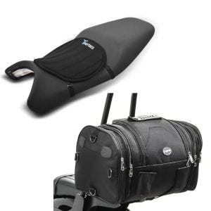 Sett: halebag RB1 bagasjerull 24-30L egnet for Chopper Cruiser + gel setepute neopren M gel pute setetrekk i svart