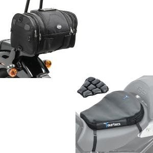 Sett: halebag RB1 bagasjerull 24-30 liter egnet for Chopper Cruiser + luftpute Air Deluxe M komfortsetepute i svart