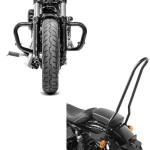 Set: Sturzbügel Mustache für Harley Davidson Sportster 04-20 + Sissybar für Harley Davidson Sportster 04-20 Tampa_1