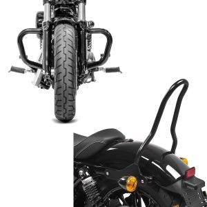 Sett: Crash bar Bart egnet for Harley Davidson Sportster 04-20 Crash bar svart Craftride + Sissy bar egnet for Harley Davidson Sportster 04-20 Craftride Tampa S svart
