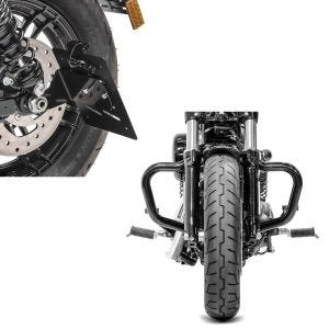 Sett: Crash bar Bart egnet for Harley Davidson Sportster 04-20 Crash bar svart Craftride + Sideskiltholder S egnet for Harley Davidson Sportster 04-20 svart Craftride