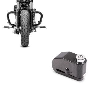 Set: Sturzbügel Mustache für Harley Davidson Sportster 04-20 + Bremsscheibenschloss Alarm 120dB schwarz_1