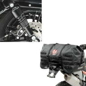 Sett: støtdemper 10,5 tommer egnet for Harley Davidson Sportster 04-20 fjærbeskyttere fra Craftride svart + motorsykkel halebag Bagtecs SX70 70Ltr vanntett i svart