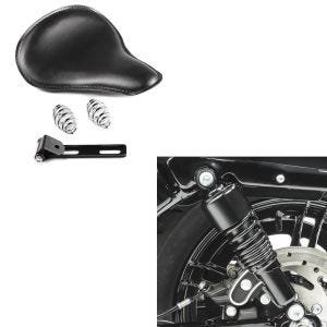 Set: Stoßdämpfer 10,5" Harley Sportster 04-20 Federbein + Bobber Schwingsattel Slim mit Federn für Custombikes in schwarz_1
