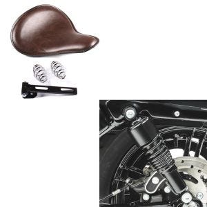 Set: Stoßdämpfer 10,5" Harley Sportster 04-20 Federbein + Bobber Schwingsattel Slim mit Federn für Custombikes in braun_1