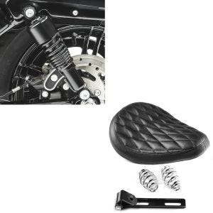 Sett: støtdemper 10,5 tommer egnet for Harley Davidson Sportster 04-20 fjærbeskyttere fra Craftride svart + motorsykkel bobber swing sal Craftride Diamond Konturert med fjærer for tilpassede sykler i svart